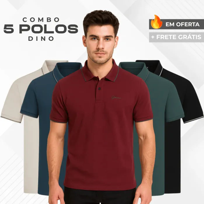 Kit Alfa - 5 Camisas Polos Dino
